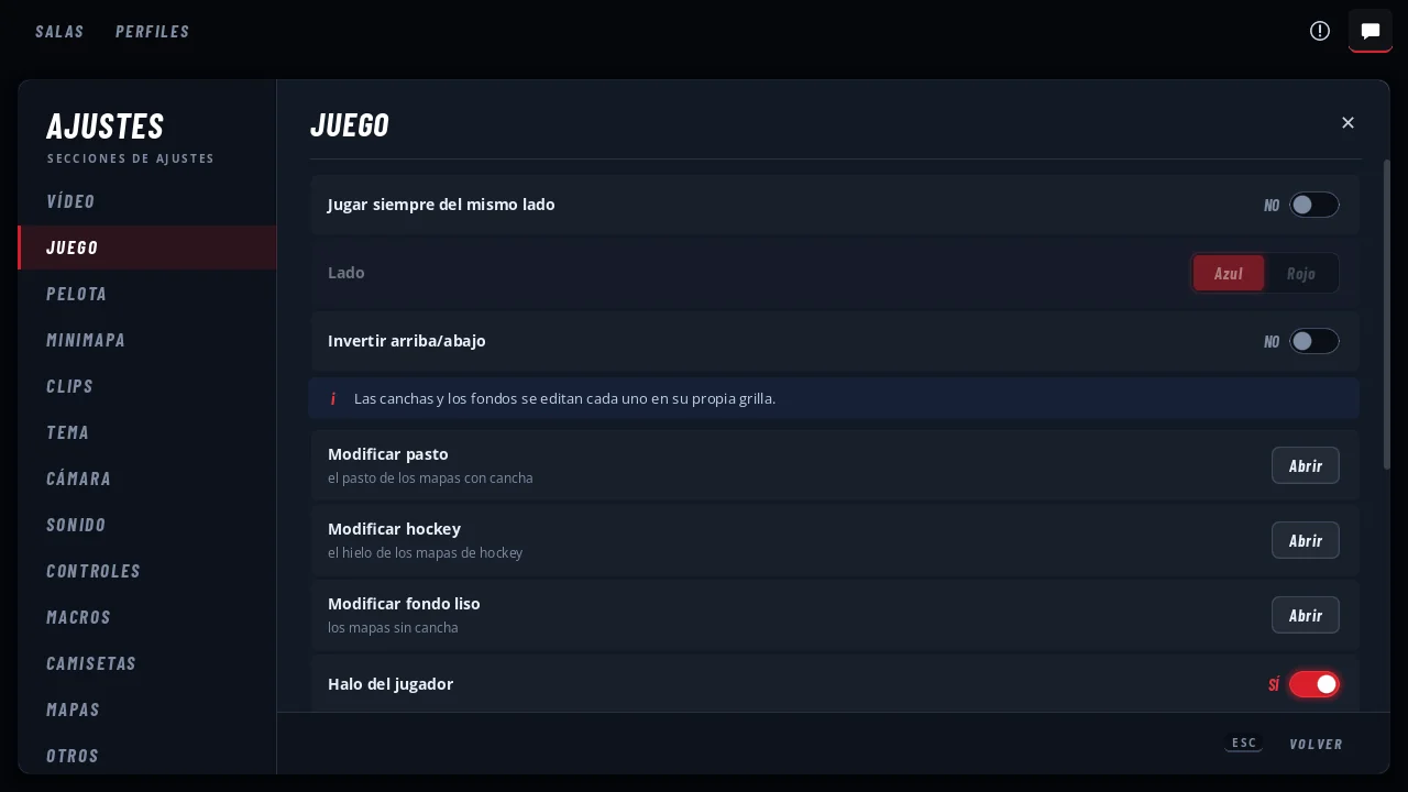 Ajustes de juego